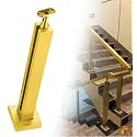 Square Stainless Steel Railing Column, Black Gold Silver Gold Silver Railing Post Kit with Slots &amp; Base, Adjustable Spindles Stair Parapet Post Kit Indoor(B-MID,Height 36in/90cm)