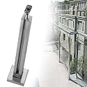 Square Stainless Steel Railing Column, Black Gold Silver Gold Silver Railing Post Kit with Slots &amp; Base, Adjustable Spindles Stair Parapet Post Kit Indoor(C-Edge,Height 28in/70cm)