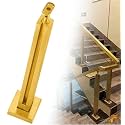 Square Stainless Steel Railing Column, Black Gold Silver Gold Silver Railing Post Kit with Slots &amp; Base, Adjustable Spindles Stair Parapet Post Kit Indoor(B-Edge,Height 28in/70cm)