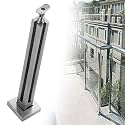 Square Stainless Steel Railing Column, Black Gold Silver Gold Silver Railing Post Kit with Slots &amp; Base, Adjustable Spindles Stair Parapet Post Kit Indoor(C-Corner,Height 36in/90cm)