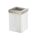 Gatco Small Bathroom Trash Can with Lid, Square 3 Gallon Wastebasket, Under Sink, White Oak with Satin Nickel, for Bathroom, Bedroom, Office (1936SN)