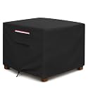 Square Waterproof Patio Ottoman Cover, 600D Heavy Duty Outdoor Furniture Cover with Windproof Buckles Air Vents, All-Weather Protector for Patio Ottoman or Outdoor Side Table 25 x 25 x 18 Inch, Black