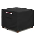 Square Waterproof Patio Ottoman Cover, 600D Heavy Duty Outdoor Furniture Cover with Windproof Buckles Air Vents, All-Weather Protector for Patio Ottoman or Outdoor Side Table 32 x 32 x 18 Inch, Black