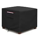 Square Waterproof Patio Ottoman Cover, 600D Heavy Duty Outdoor Furniture Cover with Windproof Buckles Air Vents, All-Weather Protector for Patio Ottoman or Outdoor Side Table 22 x 22 x 18 Inch, Black