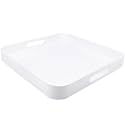 Square White Serving Tray, Ottoman Tray for Coffee Table