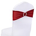 SquarePie Pack of 50 Red Chair Sashes Bows with Buckle Slider Universal Elastic Spandex Bands Ties for Banquet Event Decor