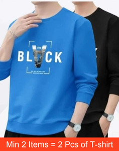 squareretails Printed Men Black Blue T-Shirt