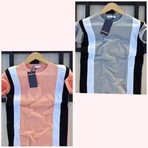 squareretails Striped Men Grey Pink T-Shirt