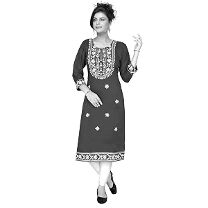 SQUARO Women Embroidery Cotton Rayon Straight Kurta
