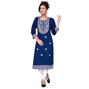 SQUARO Women Embroidery Cotton Rayon Straight Kurta
