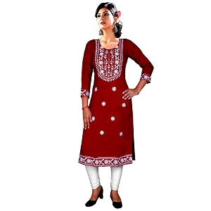 SQUARO Women Embroidery Cotton Rayon Straight Kurta