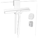 Squeegee for Shower Glass Doors, Resilient Loop - No-Drill &amp; Adhesive Hook, Silicone Shower Squeegee with Stainless Steel Core, Cleaning Tool for Home, Kitchen, Bathroom &amp; Car - White