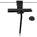 Squeegee for Shower Glass Doors, Resilient Loop - No-Drill & Adhesive Hook, Silicone Shower Squeegee with Stainless Steel Core, Cleaning Tool for Home, Kitchen, Bathroom & Car - Black
