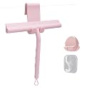 Squeegee for Shower Glass Doors, Resilient Loop - No-Drill &amp; Adhesive Hook, Silicone Shower Squeegee with Stainless Steel Core, Cleaning Tool for Home, Kitchen, Bathroom &amp; Car - Pink