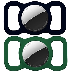 squif pack of 2 airtag case for pets dogs cats  protective silicone case compatible with airtag blackgreen