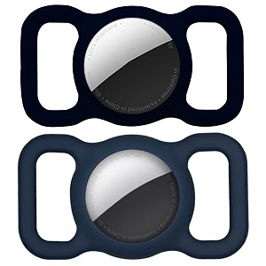 squif pack of 2 airtag case for pets dogs cats  airtag case cover  protective silicone case compatible with airtag black_blue