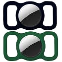 Squif Pack Of 2 AirTag Case For Pets, Dogs, Cats | Protective Silicone Case Compatible With AirTag (Black/Green)