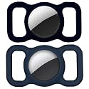 Squif Pack of 2 Airtag Case for Pets, Dogs, Cats | Airtag Case Cover | Protective Silicone Case Compatible with Airtag (Black_Blue)