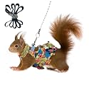 Squirrel Harness and Leash Set, Adjustable Flora Blue Printing, for Ferret, Squirrel, Dwarf Chinchilla, Guinea Pig, Fancy Rat