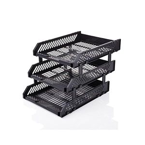 the sr brand file tray freestanding rack abs plasticsfoldable office desk accessories durable amp sturdy easy assembly plastic office stationery files layer tiered shelf rack -3layer black