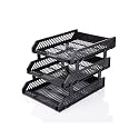 THE SR BRAND File Tray Freestanding Rack ABS PlasticsFoldable Office Desk Accessories Durable &amp; Sturdy Easy Assembly Plastic Office Stationery Files Layer Tiered Shelf Rack -3LAYER (Black)