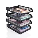 SR File Tray Rack ABS Plastics | Foldable Office Desk Accessories | Durable & Sturdy | Easy Assembly | Efficient Organizer | Plastic Office Stationery Files Layer Rack -4 Layer (Black)