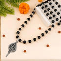 SR HANDICRAFT Original Karungali Mala with Lord Murugan Pendant for Positive Energy|Protection Wood, Silver
