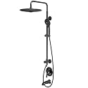SR SUN RISE 10Inch Bathtub Faucet Set, Shower Tub Faucets Sets Complete, Handheld Showerhead & Rain Shower Combo, 27.6" Slide Bar Shower Fixture for Bathroom, Matte Black (Valve Inculded)