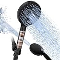 SR SUN RISE Filtered Shower Head with Handheld High Pressure 9 Spray Mode Showerhead Detachable Shower Head Water Softener Filters Beads for Hard Water Remove Chlorine 1 Filter Black