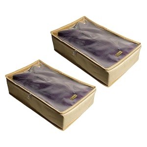 rexin shirt cover pack of 2  foldable moisture-resistant shirt organizer with transparent window  wardrobe storage bag for shirts trousers amp clothes  beige