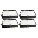 Rexin Shirt Cover Pack of 4 | Foldable Moisture-Resistant Shirt Organizer with Transparent Window | Wardrobe Storage Bag for Shirts, Trousers &amp; Clothes | Black