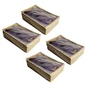 Rexin Shirt Cover Pack of 4 | Foldable Moisture-Resistant Shirt Organizer with Transparent Window | Wardrobe Storage Bag for Shirts, Trousers &amp; Clothes | Beige