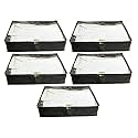 Rexin Shirt Cover Pack of 5 | Foldable Moisture-Resistant Shirt Organizer with Transparent Window | Wardrobe Storage Bag for Shirts, Trousers & Clothes | Black