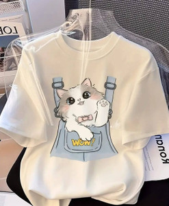 SRENSFASHION Printed Women Round Neck Multicolor T-Shirt