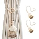 SRG Curtain Tiebacks for Curtains 2 Pack, Decorative Curtain Holdbacks for Drapes, Handmade Tie Backs No Drilling for Home Bedroom Window Decor – Tassel Beige
