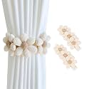 SRG Curtain Tiebacks for Curtains 2 Pack, Decorative Curtain Holdbacks for Drapes, Handmade Tie Backs No Drilling for Home Bedroom Window Decor – Daisy Cream