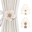 SRG Curtain Tiebacks for Curtains 4 Pack, Decorative Curtain Holdbacks for Drapes, Handmade Tie Backs No Drilling for Home Bedroom Window Decor – Sunflower Khaki