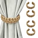 SRG Curtain Tiebacks for Curtains 4 Pack, Decorative Curtain Holdbacks for Drapes, Handmade Tie Backs No Drilling for Home Bedroom Window Decor – Braided Beige