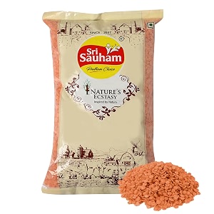 sri sauham premium pulses - 100 natural malka masri dal  500 gm  fresh amp natural high-protein unpolished broken red lentils  vegan amp gluten-free