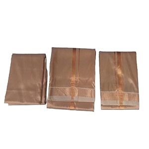 wedding blended silk color dhoti for men 9x5dhoti with toweldhoti with angavastrampanjakejam and matching shirt material combo