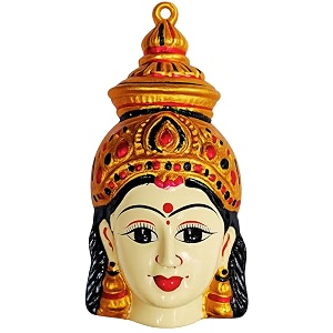 sri yagnaa - 8 inches skin colour lakshmi face - varalakshmi face for pooja - skin varalaxmi amman face f-3