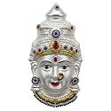 SRI YAGNAA - Decorated German Silver Ammavari Face - Laxmi Mukhota - Matha Face - Varalakshmi Face (7 Inch) (F-4)