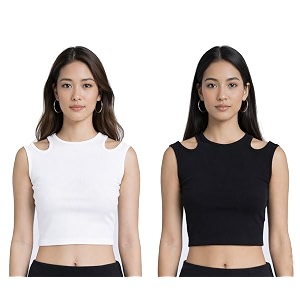 srisaras women39s black amp white cotton strechable tank topscrop tops