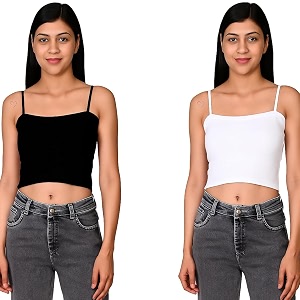 srisaras women39s black amp white cotton strechable tank topscrop tops