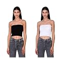 SriSaras Women's Black &amp; White Cotton Strechable Tank Tops/Crop Tops