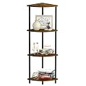 SRIWATANA 42.9" 4-Tier Corner Shelf Stand, Tall Standing Wood Display Unit