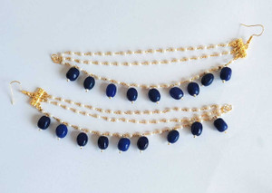 srj indian style beaded hair chain earrings for women  ethnic bridal jewelry beads alloy earring set