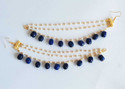 SRJ Indian Style Beaded Hair Chain Earrings for Women | Ethnic Bridal Jewelry Beads Alloy Earring Set