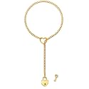 Sroyte Women's Stainless Steel Heart O-Ring Adjustable Lariat Y-Necklace Punk Long Cuban Lock Necklace with Key
