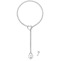 Sroyte Women's Stainless Steel Heart O-Ring Adjustable Lariat Y-Necklace Punk Long Cuban Lock Necklace with Key